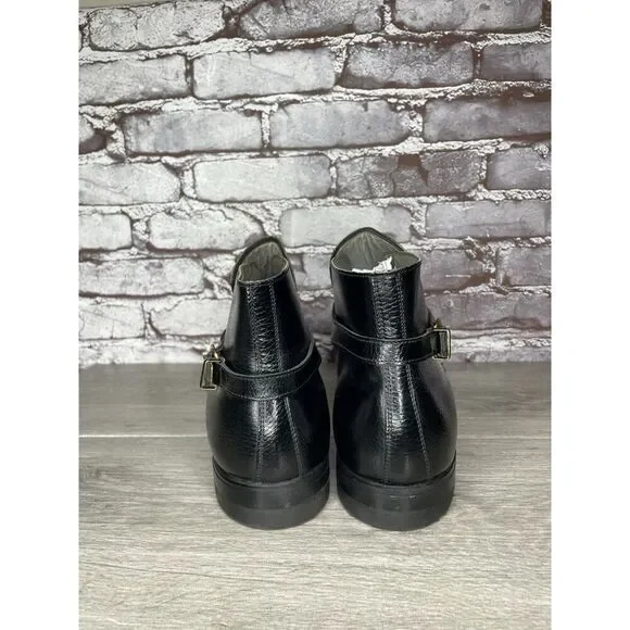 French Shriner Reject Black Leather Buckle Strap Ankle Boots Men’s 10.5D US/44EU French Shriner Reject Black Leather Buckle Strap Ankle Boots  main image 3